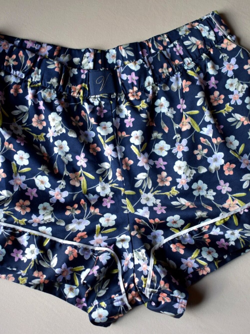 Victoria's Secret Navy Floral Satin Pajama Shorts S